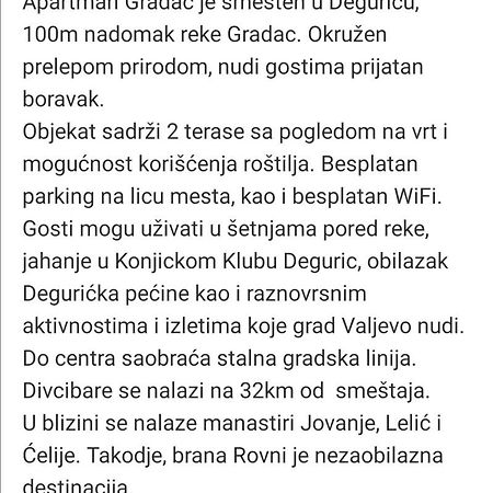 Apartman Gradac Deguric Valjevo Exterior foto
